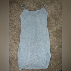 blue skin tight dress